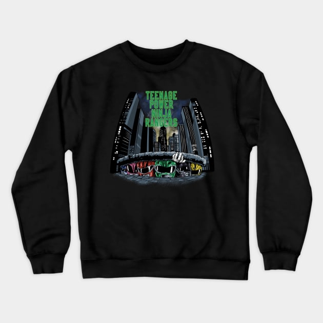 Teenage Power Ninja Rangers Crewneck Sweatshirt by Zascanauta